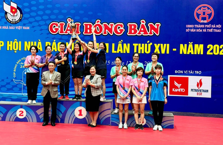 Giải bóng bàn Cúp Hội Nhà báo Việt Nam năm 2023: Liên chi Hội Nhà báo VTV xếp vị trí thứ Nhất toàn đoàn